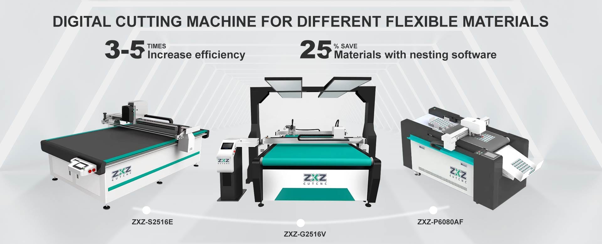 High-precision CNC oscillating knife cutting machine for flexible materials.